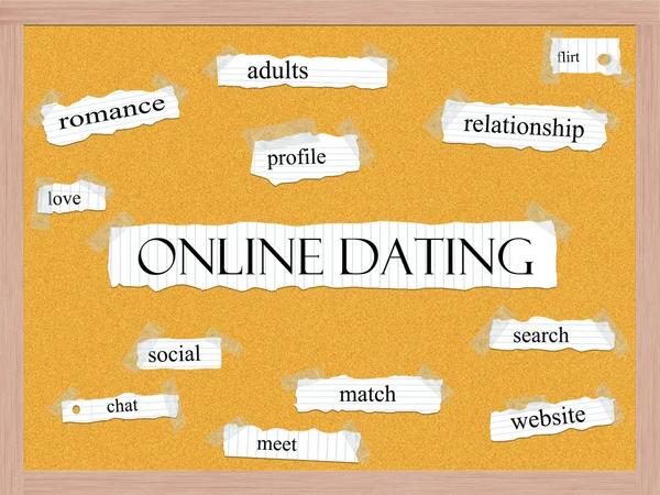 Online-Dating Korkboard Wort Konzept — Stockfoto