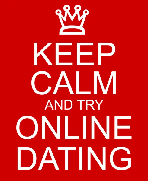 Keep Calm and try Online Dating Red Sign — Stock Photo, Image