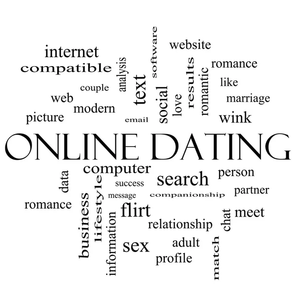 Online Dating Cloud Concept in black and white — Stock Photo, Image