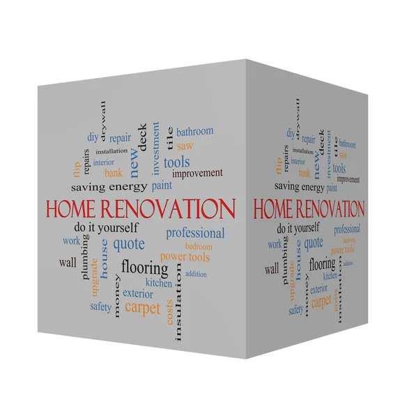 Home renovatie 3d kubus Word Cloud Concept — Stockfoto