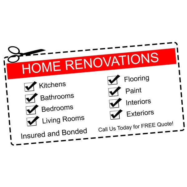 Home Renovations red coupon — Stock Photo, Image