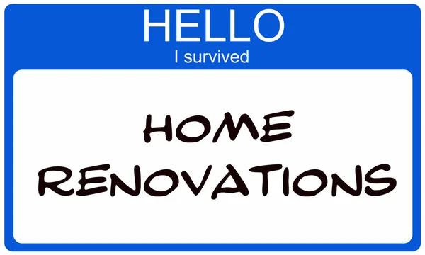 Hello I Suvived Home Renovations Blue Name Tag — Stock Photo, Image