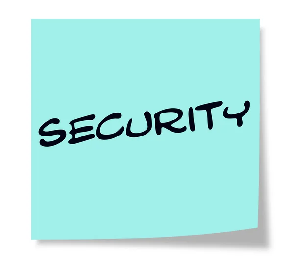 Seguridad escrita en una nota adhesiva azul — Foto de Stock