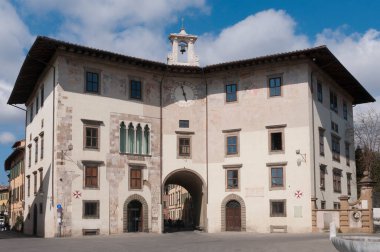 Pisa view of Palazzo dell'Orologio (clock's palace) or Torre della Fame (Hunger Tower)