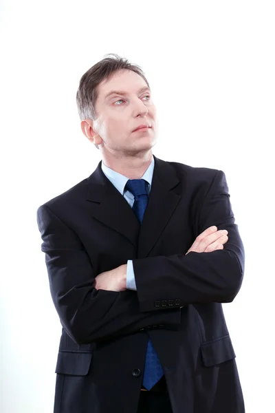 Geschäftsmann im Anzug denkt oder träumt — Stockfoto