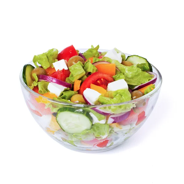 Salada grega closeup isolado em branco — Fotografia de Stock