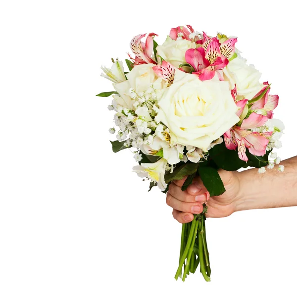 Bukiet ślubny, kwiaty na białym tle. — Zdjęcie stockowe