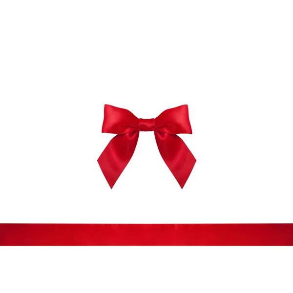 Red satin ribbon and bow close up isolated — Stock Photo, Image