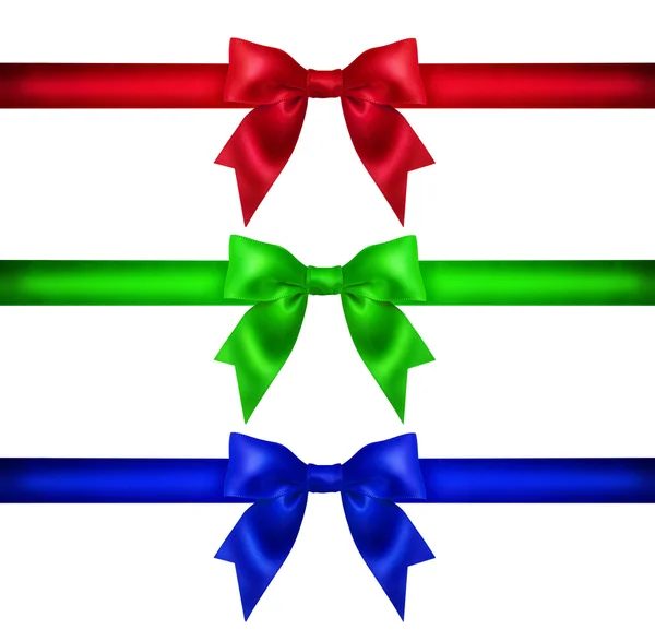 Set for design. Red blue green Christmas ribbon, bow, gift — Stock Photo, Image