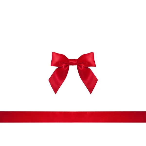 Red ribbon bow on white background. — Stock Photo, Image