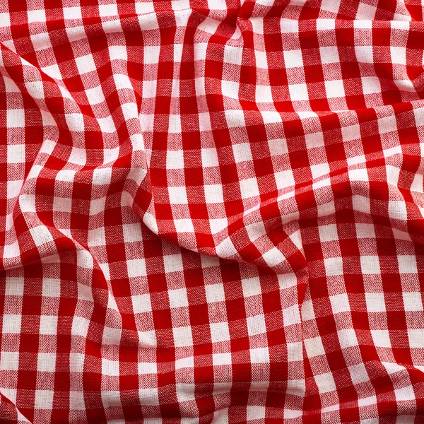 Wrinkled tablecloth red tartan in cage texture wallpaper. — Stock Photo, Image