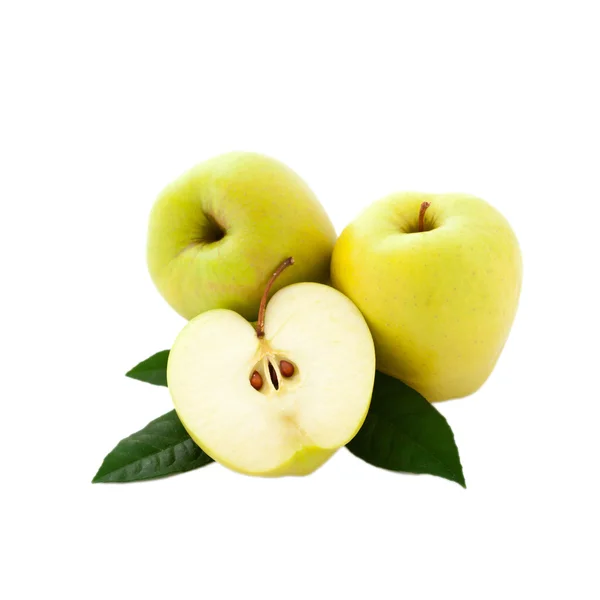 Apples with green leaves — Stock Photo, Image