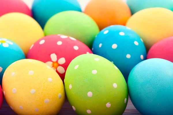 Easter eggs on wooden background — Stock Photo, Image