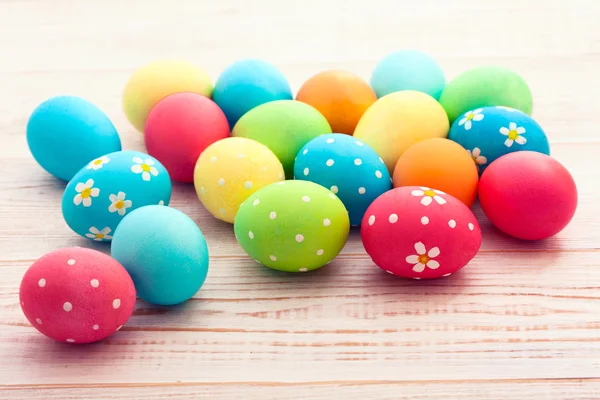 Easter eggs on wooden background — Stock Photo, Image