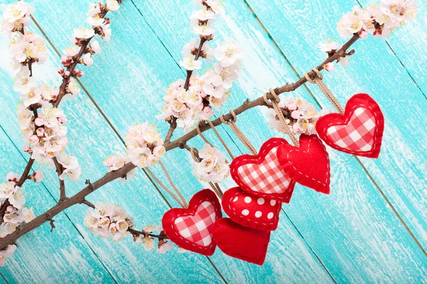 Bruiloft dag liefde mooi. Hart opknoping op tak van boom — Stockfoto