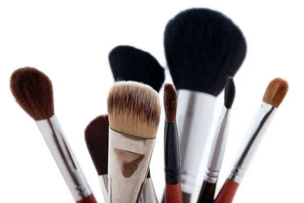 Pędzle do makijażu i kosmetycznych w proszku — Zdjęcie stockowe