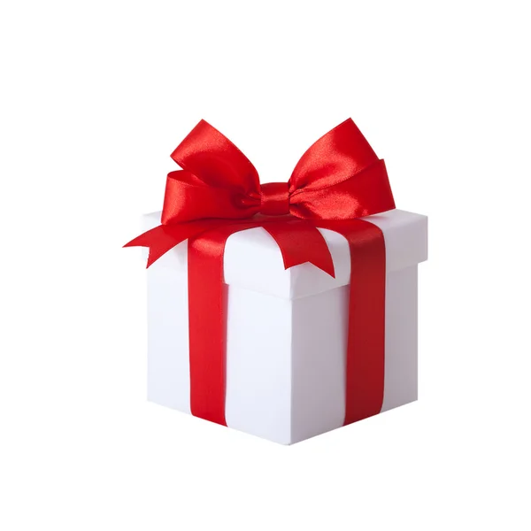 Caja de regalo con cinta roja — Foto de Stock