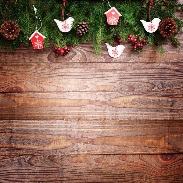 Decoración de Navidad sobre fondo de madera — Foto de Stock