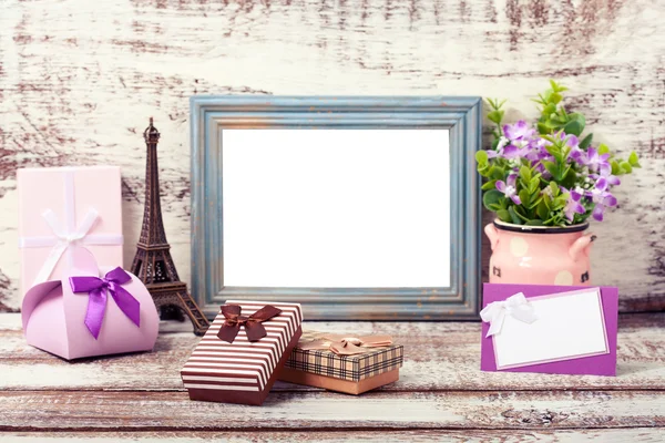 Wooden Frame and romantic accessories — Stock Photo, Image