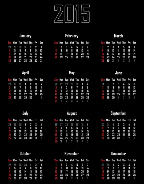 Calendario para 2015 — Vector de stock