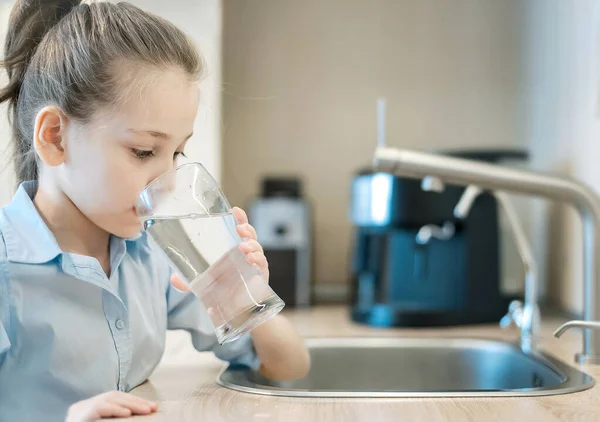 Glass Clean Water Kids Hands Caucasian Little Girl Drinking Water Royalty Free Stock Images