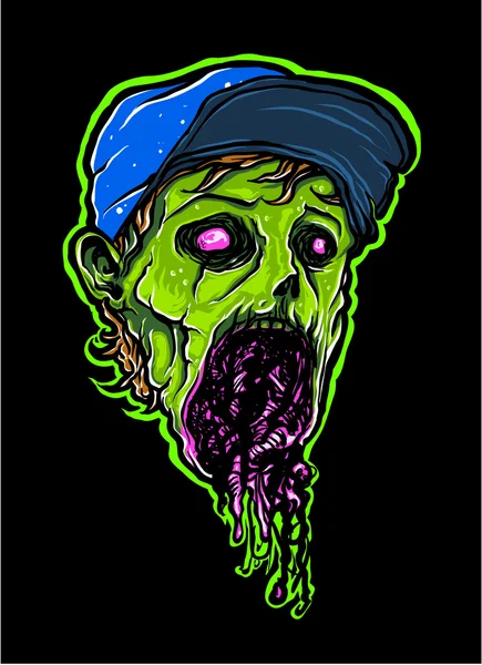 Teenage Zombie Head — Stock Vector