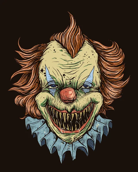 Killer Clown hoofd — Stockvector