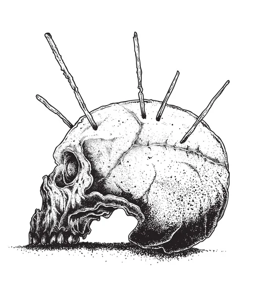 Zwarte en witte schedel — Stockvector