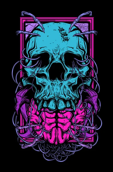 Crâne et cerveau — Image vectorielle