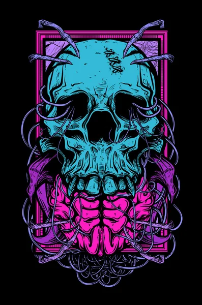 Skull and Brain Stock Vector