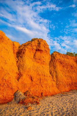 Kayalıkları ve mavi gökyüzü olan güzel sahil