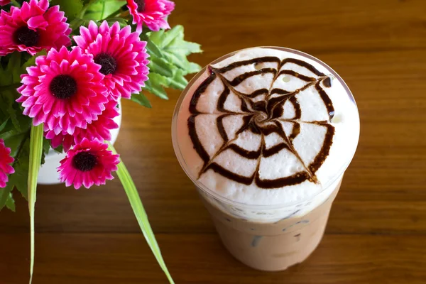 Ice coffee with whipped cream — Stock Photo, Image