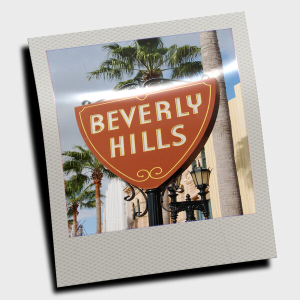 Beverly Hills sign on a slide — Stock Photo, Image