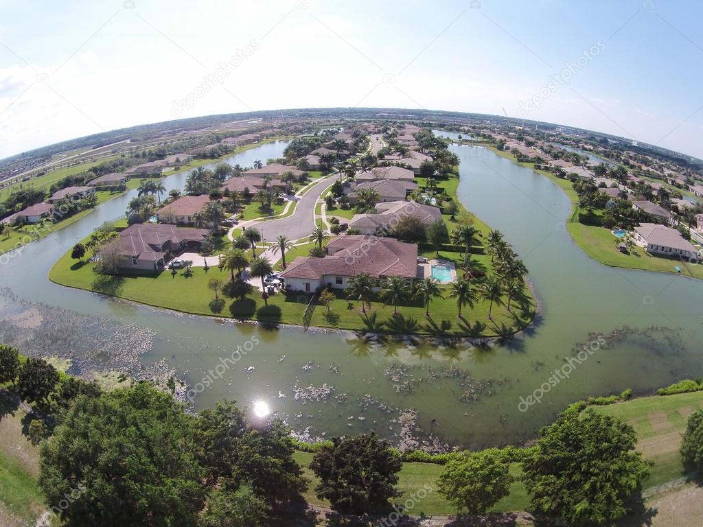 SUburban homes in Florida aerial view