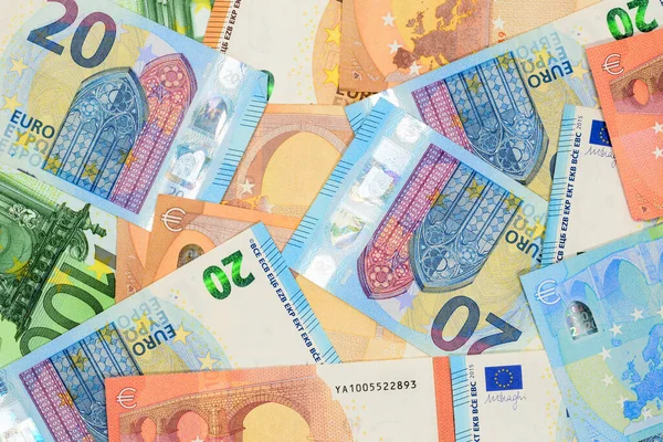 Farklı Değerde Euro Banknotları Avrupa Para Birimi Kağıt Para Faturaları — Stok fotoğraf
