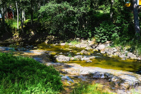 Finlandia Kotka Langinkoski Szybki Rzece Kumi Szybki Leśny Granitowy Dolny — Zdjęcie stockowe