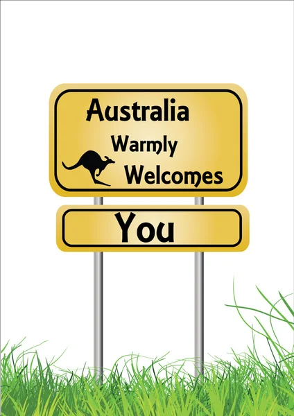 Australia welcomes you  orange and black sign — Stock Vector