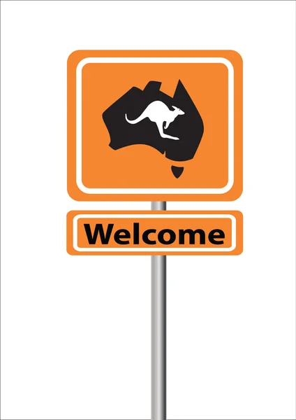 Welkom oranje teken Australië — Stockvector