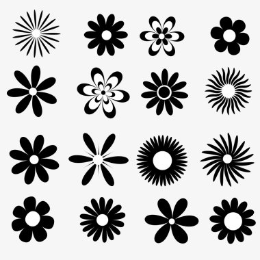 siyah ve beyaz bir dizi çiçekler