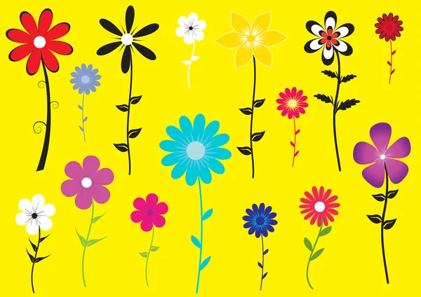 Set of flower illustration — Stock Vector