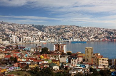 Valparaiso kasaba Şili havadan görünümü