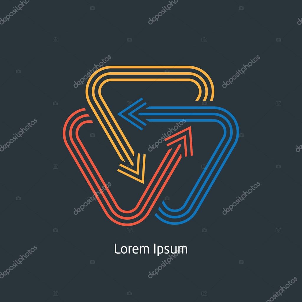 Intersecting arrows in the style of three lines