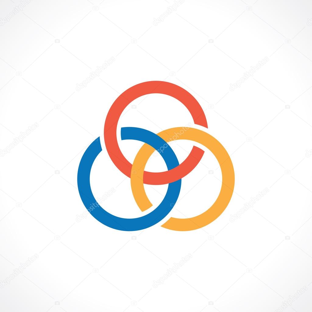 Three colored rings abstract symbol