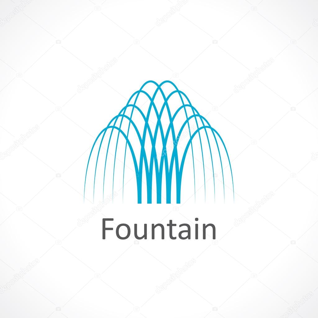 Blue water jets fountain