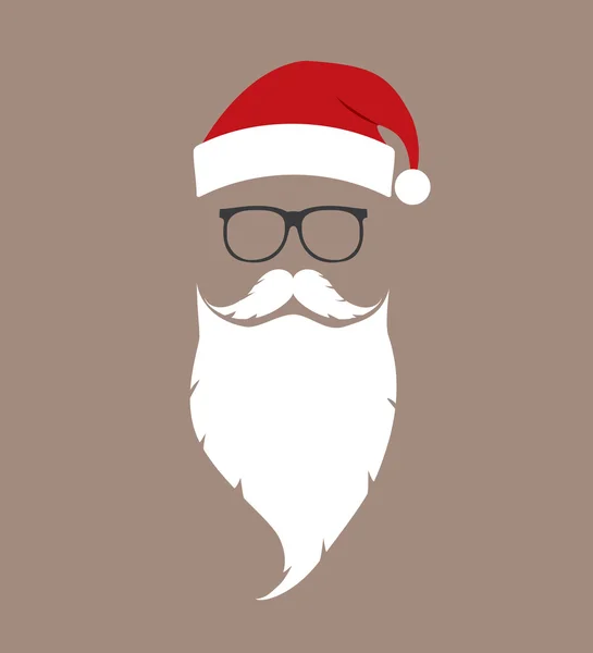 Muts, baard en glazen Santa — Stockvector