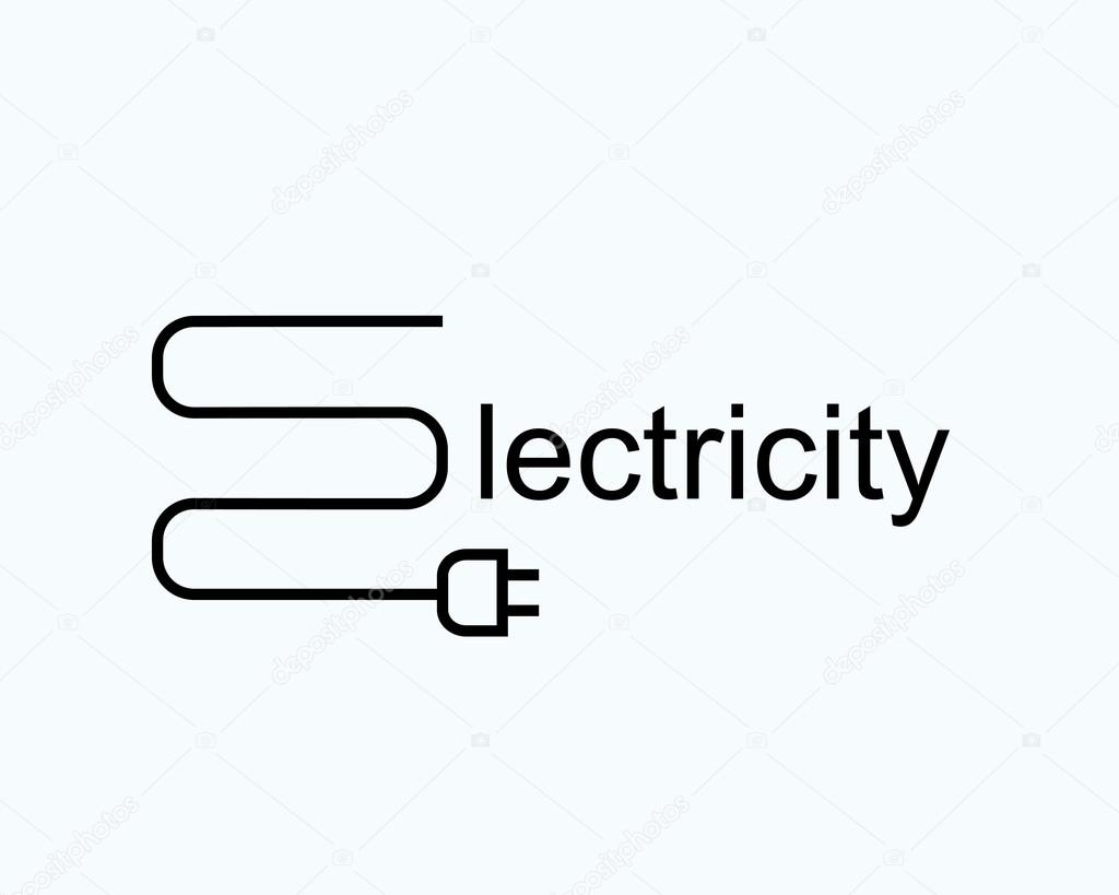 Wire with the plug in the form of the letter e. symbol of electricity