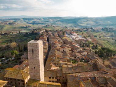 San Gimignano Toskana, İtalya bir kuleden görünüm