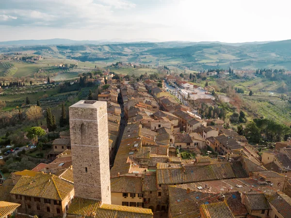 San Gimignano Toskana, İtalya bir kuleden görünüm