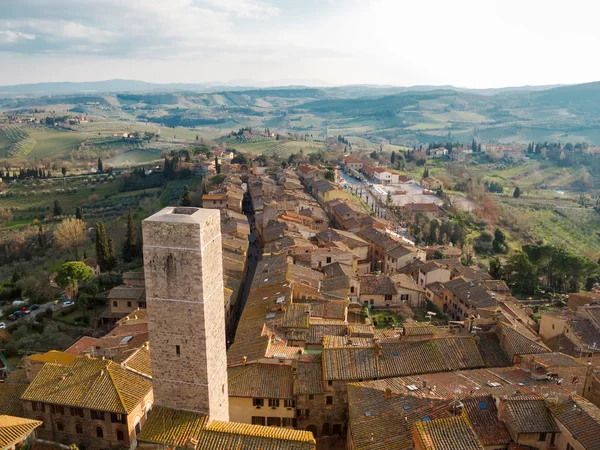 Över San Gimignano Från Ett Torn Toscana Italien — Stockfoto