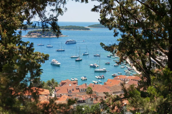 Hvar harbor framed — Stock Photo, Image